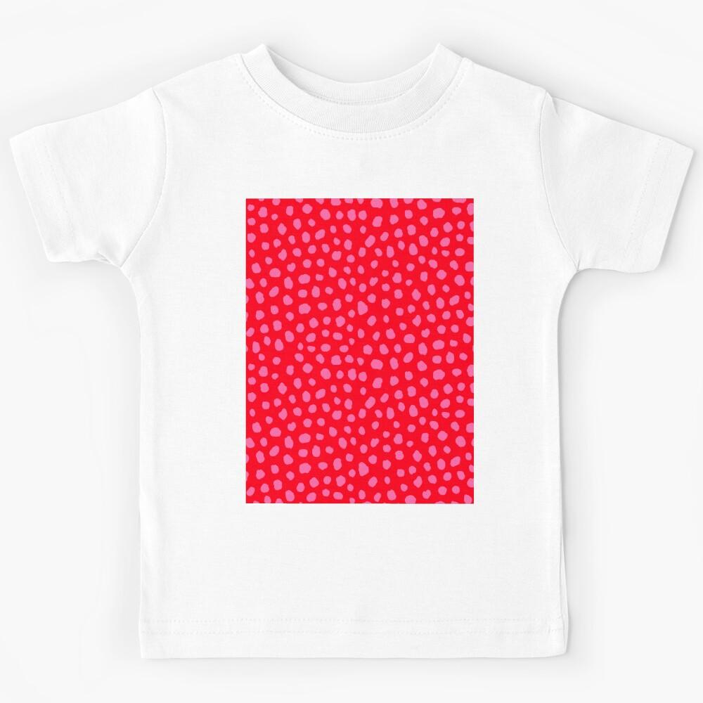 Red Dalmatian Print with Pink Spots Kids T-Shirt 150