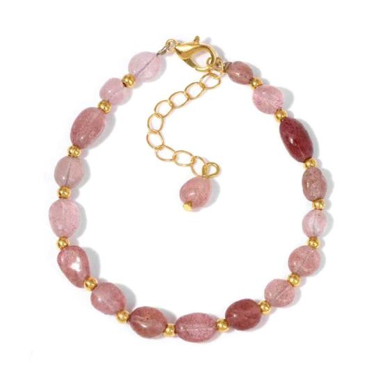 

Women Bracelet Irregular Natural Stone Beads Adjustable Length Bracelet Comfortable to Wear Wrist Versatile Accessory D