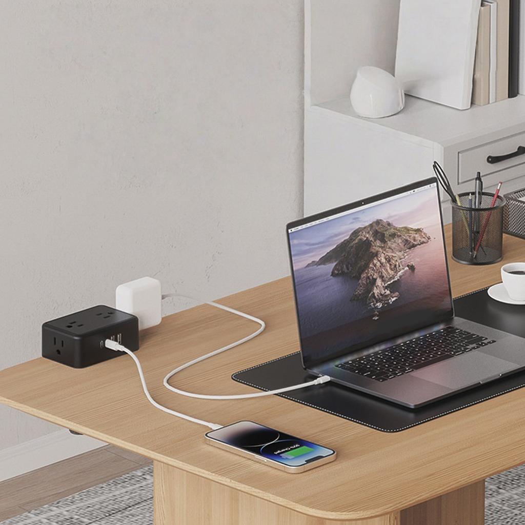 Klemme Schreibtischmontierte Steckdosenleisten 4 AC-Steckdosen 2 USB-A 2 USB-C-Ports PD20W-Ladegeräte 200cm Kabel mit Sicherheitsvorrichtungen
