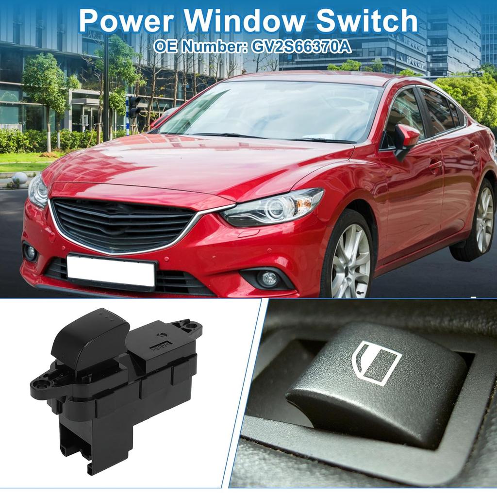 Power Window Switch No.GV2S66370A Front Right Passenger Side Window Control Switch for Mazda 6 2005-2015 Black