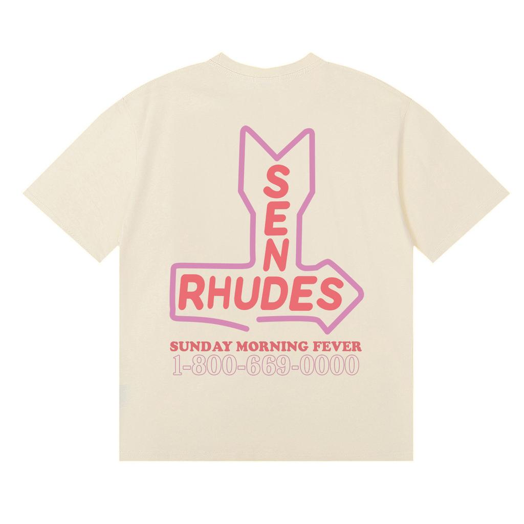 24SS cross-border European and American tide brand RHUDE micro-label letter skull print short-sleeved t-shirt men's and women's American high street