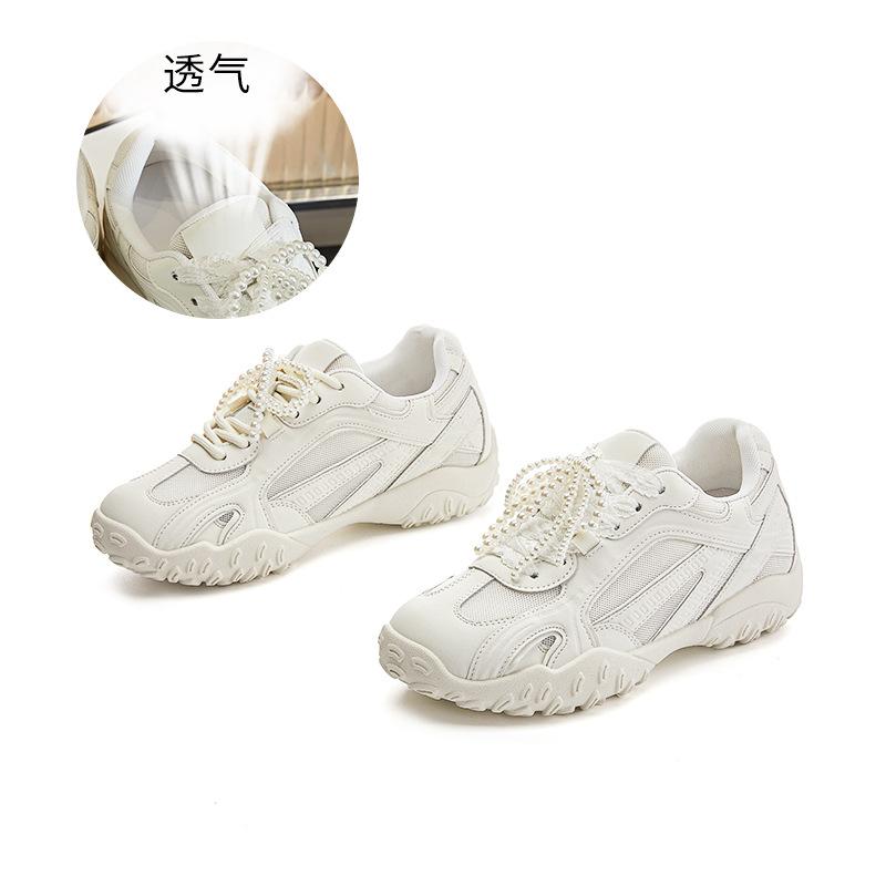 Inner Height Increase 2.5cm Leather Forrest Gump Shoes Women's 2025 Spring and Summer New Platform Sports Shoes Casual Versatile Dad Shoes