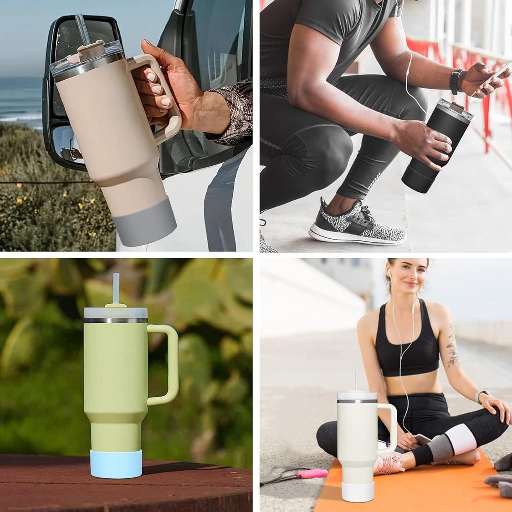 2Pcs Silicone Boot for Stanley Quencher Tumbler Protective Cup Bottom Sleeve Cover Cup Accessories Fits H2.0 30oz 40oz