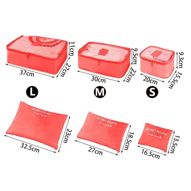 6 Pcs/Set Pink/Blue/Grey Travel Storage Bag Large Capacity Waterproof Luggage Clothing Underwear Storage Bag Bag With Zipper