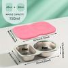 6pcs Snack Container Stainless Steel Double Compartments with Leak Proof Lids Double Dipping Sauce Dish for Sauce Dip Nut Snack