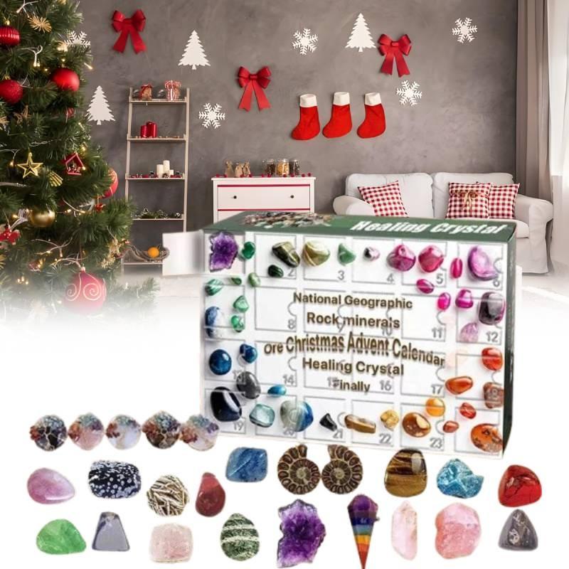 Advent Countdown Christmas Calendars Healing Crystal Stone Blind Box Gift Toy