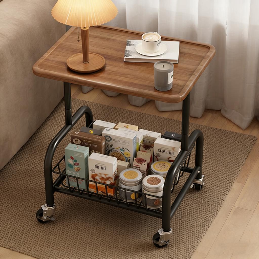 Retro, Medieval Style, Movable Sofa, Side Table, Balcony, Small Tea Table, High-end Bedside Cabinet, Small Tea Table, Small Cart