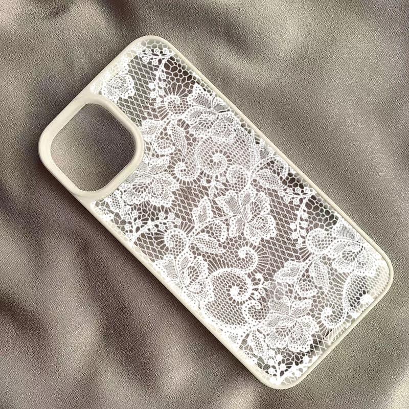 Fortschrittliche Sexy Weiße Spitze Handyhülle Für IPhone 17 Air 16 15 14 13 12 11 Pro Max Plus Kreative Schutzhülle Mode Funda