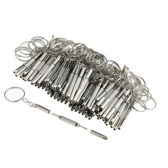 100Pcs Multifunction 3 In 1 Eyeglasses Screwdrivers Repair Tools with Keychain