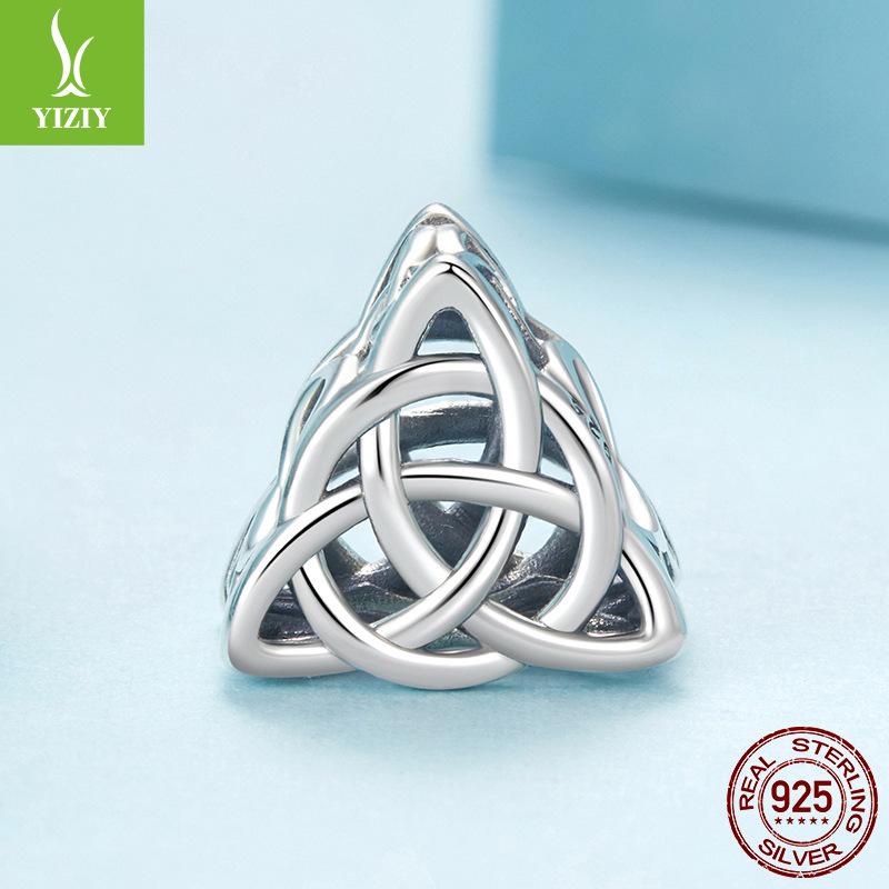 Diy Bracelet Beaded Accessories, Triangular Celtic Knot Beaded 925 Silver Beads