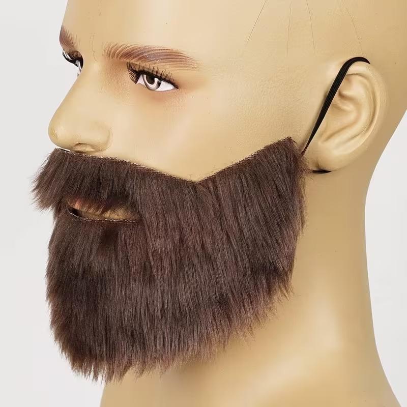 2PC Brown False Beard, Men's and Women's Costume Beard Props, Suitable for Cosplay, Halloween, Christmas, Holiday Parties