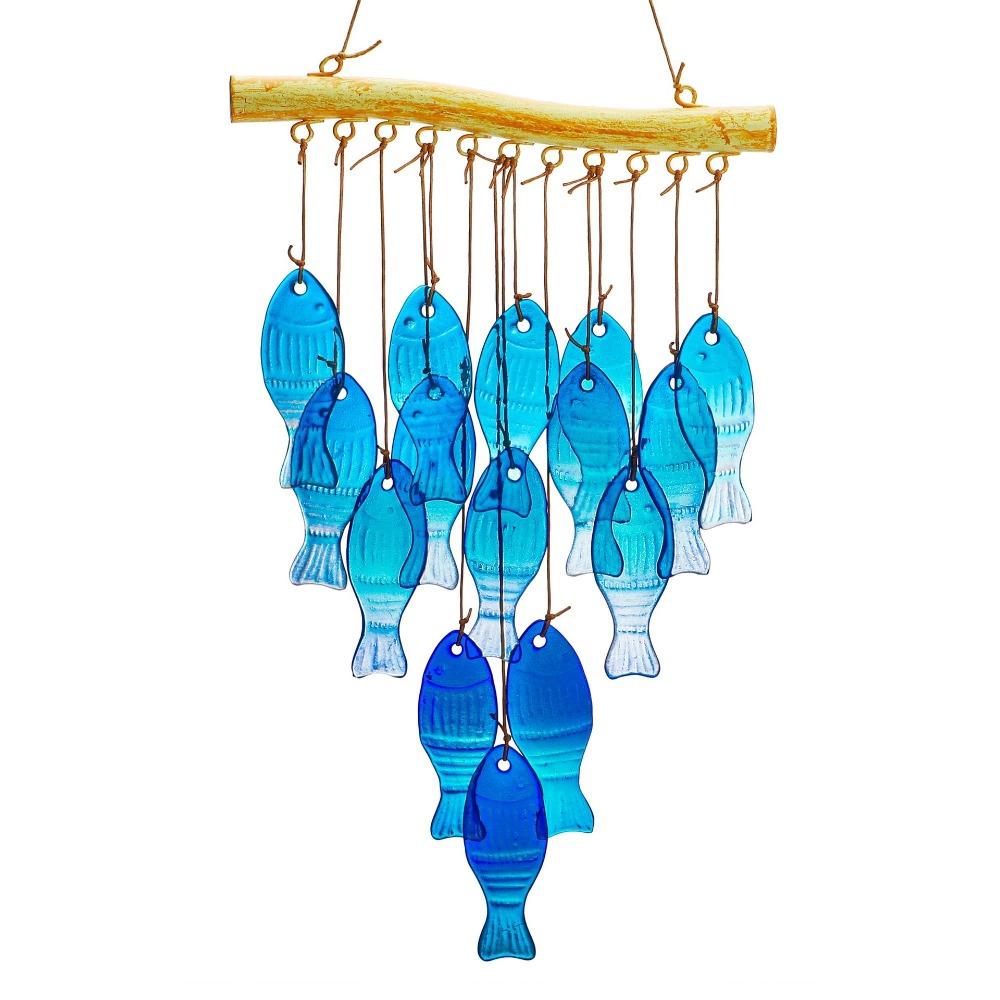 Home Decor Hanging Fish Shaped Wind Chime Novelty Colorful Sun Catcher Handmade Creative Light Collection Pendant Door