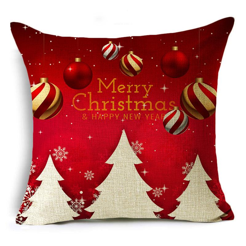 Home Decor Nordic Christmas Red Printed Polyester Pillowcase For Living Room Bedroom Decor Funda De Almohada