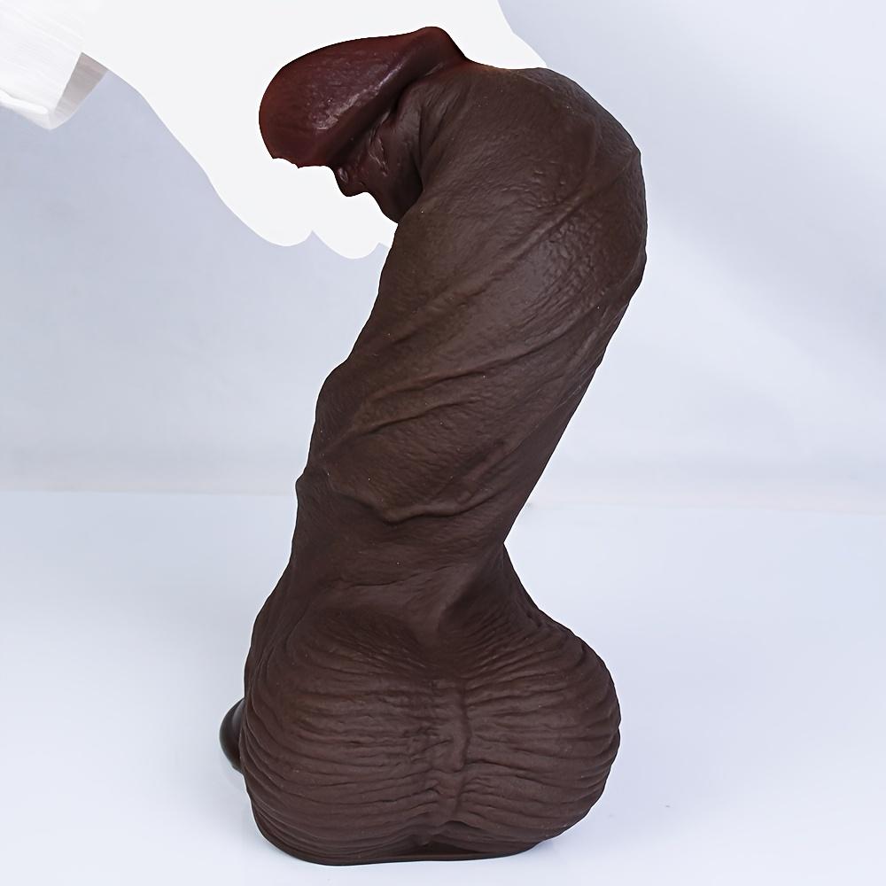 Extra Large Realistic Brown Dildo, Soft Liquid Silicone Sex Toy with Strong Suction Cup, Hands-Free G-Spot and Anal Pleasure for Women and Couples