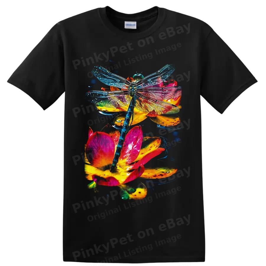 Dragonfly T Shirt Colorful Floral Insect Nature Artwork Graphic Tee Garden Gift