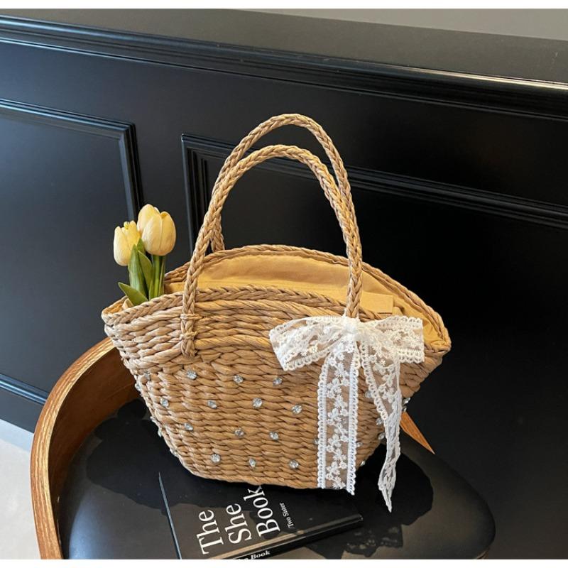 

New spring and summer beach vacation bag women s woven shoulder bag large capacity tote bag straw bag хаки
