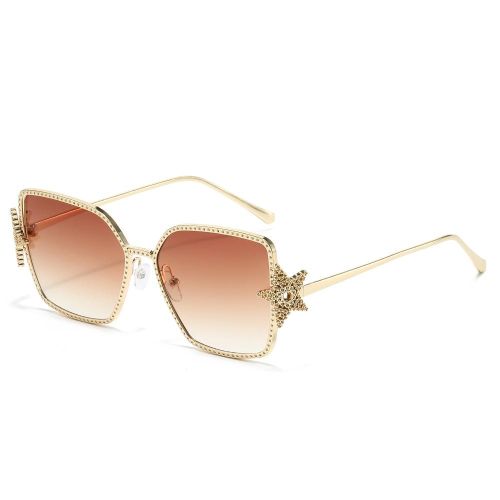 New Luxury Oversized Square Women Sunglasses Five Pointed Star Diamond Design Trendy UV400 Sun Glasses for Men and Women