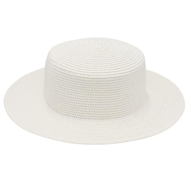 Color Dome Flat Top Brim Monochrome Straw Hat Popular Bare French Beach Hat Sunshade Breathable Hat