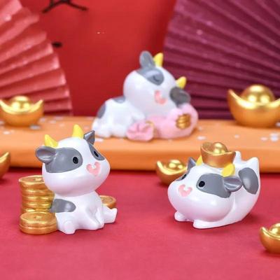 Micro Landscape Resin Desktop Decoration Wealth Fortune Cow Decoration Hold Silver Ingot Sleeping Gold Coin Bag Decoration