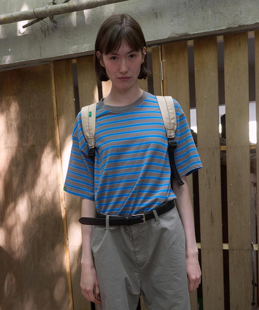Nokeontencheu 352. Cement Stripe Tee _ Blue