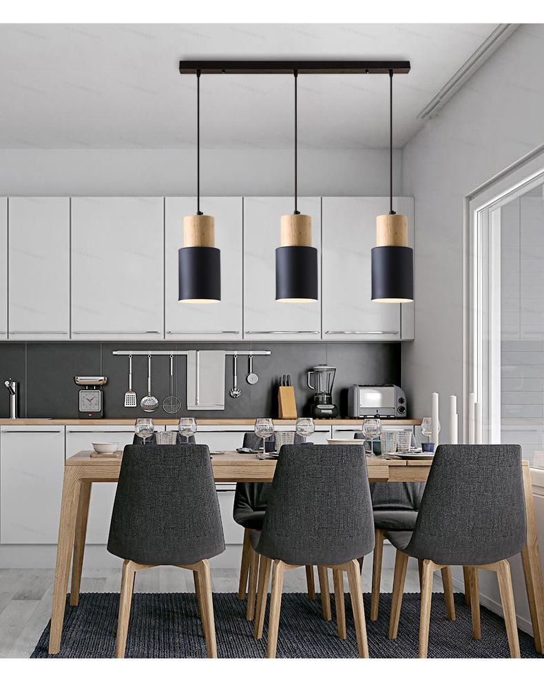 Nordic Wrought Iron & Solid Wood Bedside Pendant Lamp - Multicolor, Creative Fresh Design