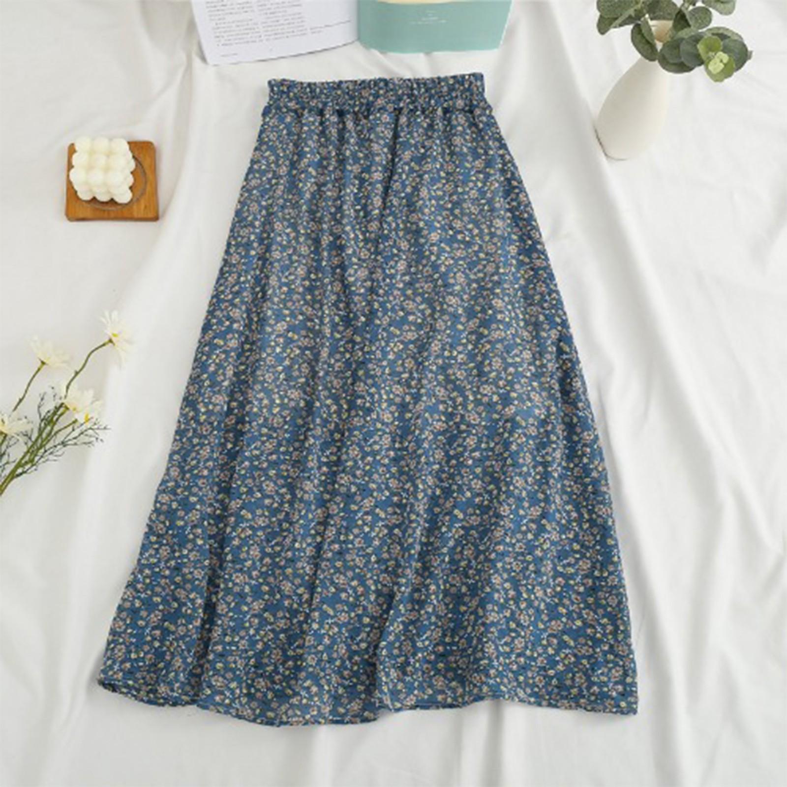 

Women s Fashion And All- Spring And Summer Casual Retro Temperament Floral Skirt One Size