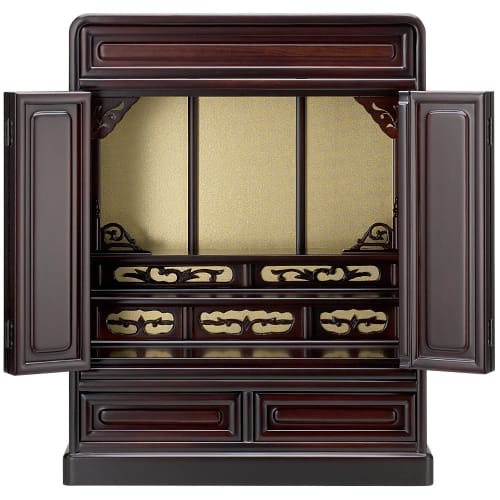 Takita Shoten Buddhist Altar Shop: Karaki Mini Buddhist Altar (Made in Japan), Cherry Blossom Color, Size 20, 61cm High x 44cm Wide, Compact and Very