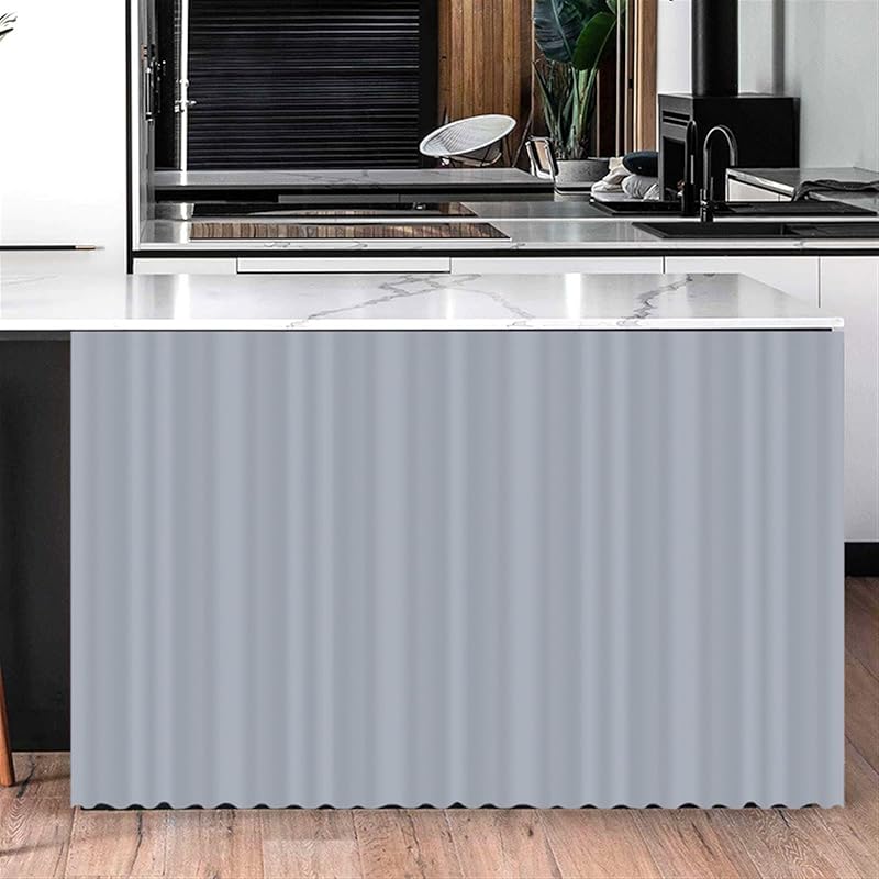 Cabinet Curtains for Shelves Privacy Closet Curtain Dust Proof Hook & Loop Under The Sink Curtain for Kitchen Storage Room Gray, 27.6" W x 35.4" L