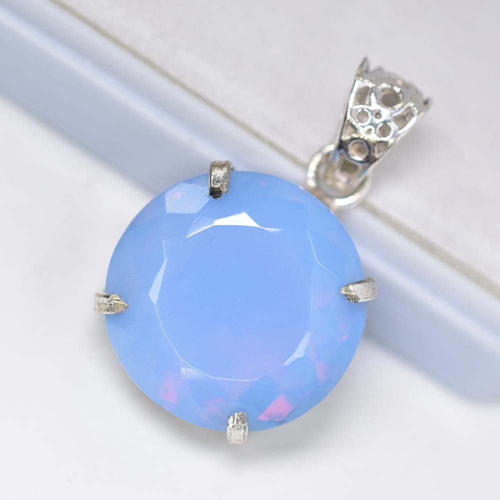 48.20 Ct Round Cut CERTIFIED Opal 925 Sterling Sliver Natural Gemstone Pendant MY-PD-149-NS