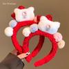 Red Bow Kitty Plush Headband for Women - Perfect for Autumn, Winter, Face Washing, and Holiday Headwear