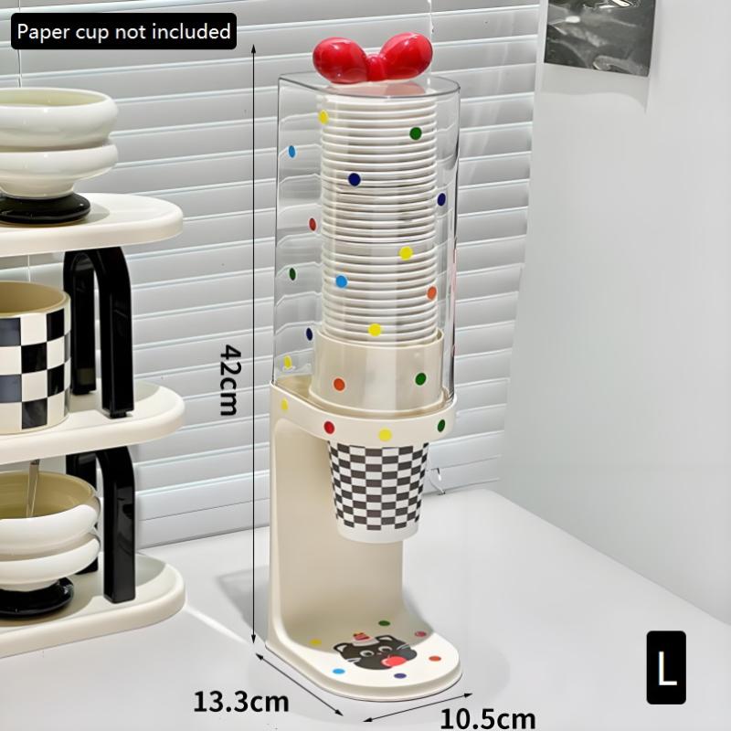 Bow Water Cup Dispenser, Water Dispenser Disposable Cup Holder Rack Flat Bottom Cups, Pull Type Paper Water Cup Dispenser