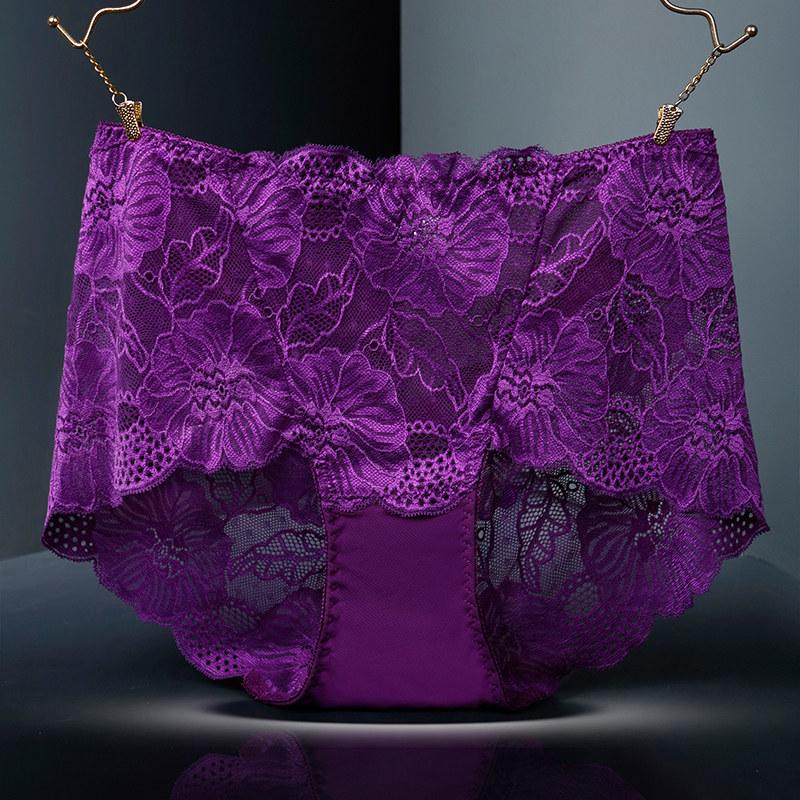 Yu Mei 319 Women's Plus Size High Waist Lace Trim Cutout Panties