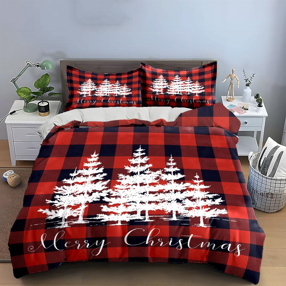 "Merry Christmas Plaid Bedding" Bedding Duvet Cover Set Duvet Cover Pillowcases (1 * Duvet Cover 2 * Pillowcases, without duvet insert)