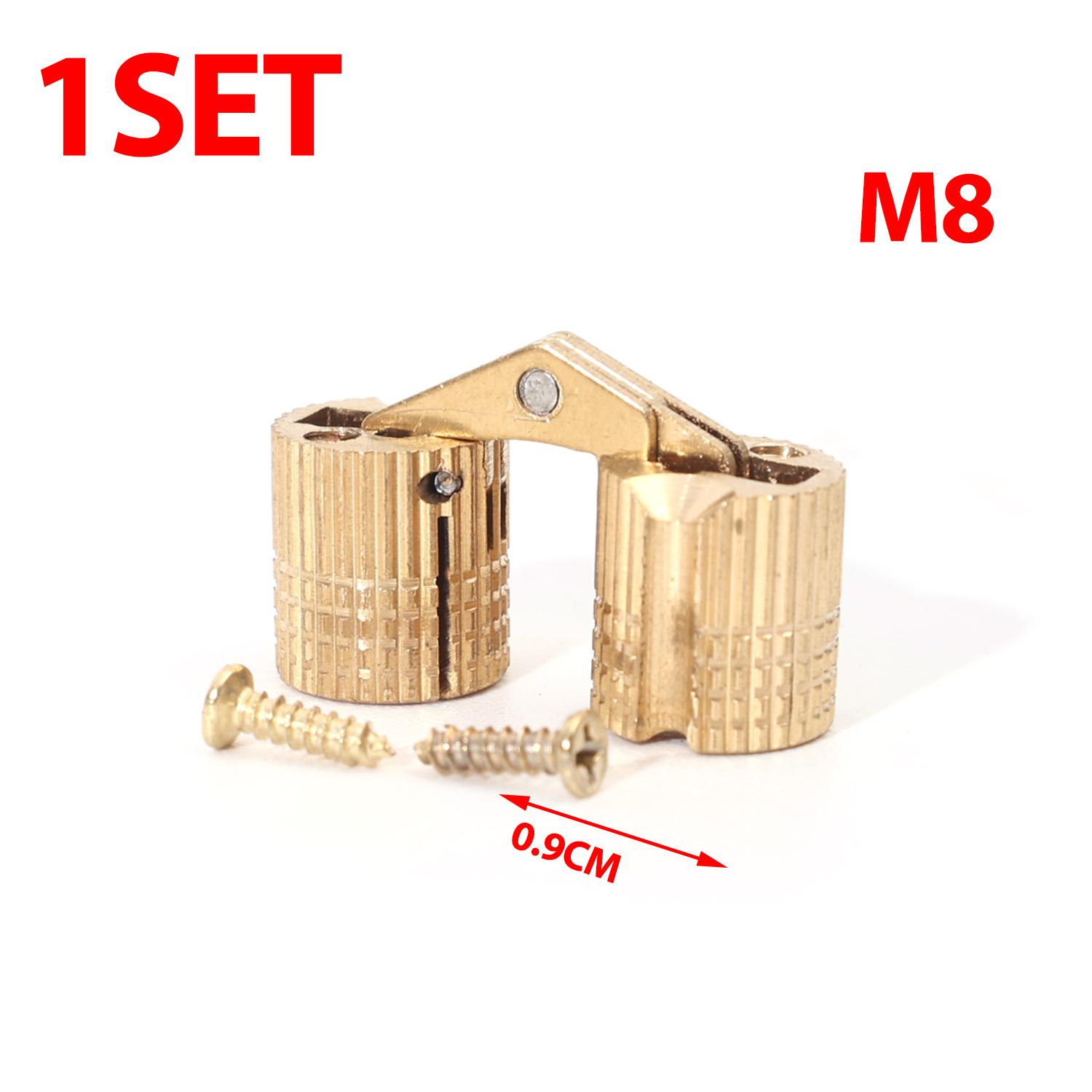 

5/1Pcs Copper Barrel Hinges M8-M16 Hidden Cabinet Gift Boxes Concealed Hinges Mount 180 Degree Furniture Hardware Supplies 1 Set