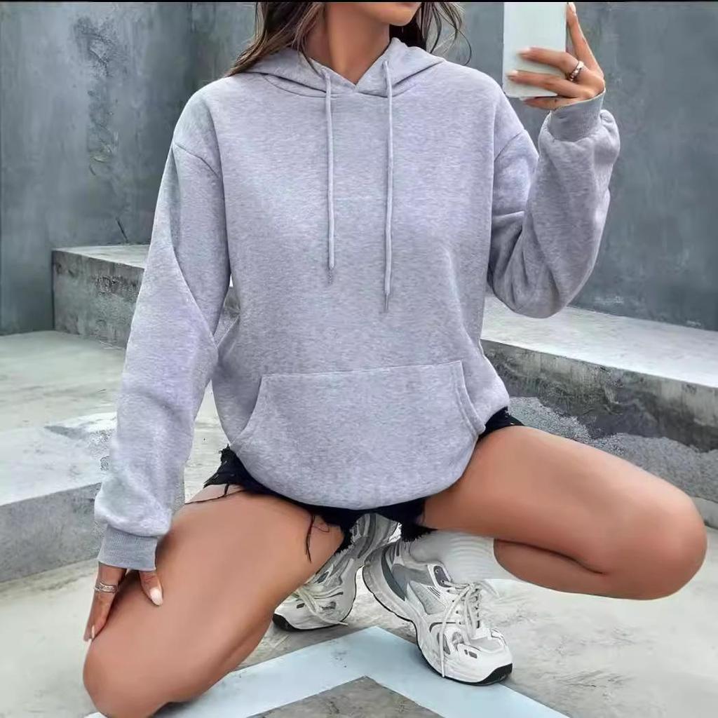 Autumn/Winter Women's Loose Slimming Casual Solid Color Sweatshirt - Trendy Fashion Top