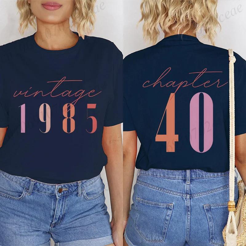 Classic 1985 T-shirts for Women, Vintage 40th Birthday Year Tshirts for Women Men, Cute 40th Milestone Best Friend 40 Bday Shirt