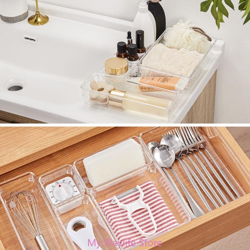 Delicate Bathroom Vanities Tray Organizers Functional Clear Organization Drawers Versatile Storage Solution for Home Use
