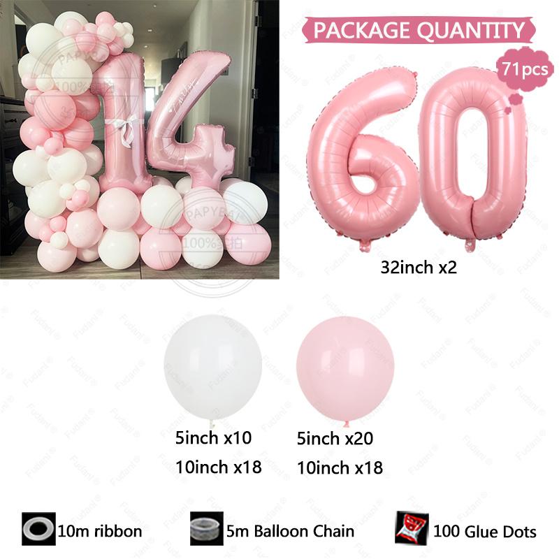 107pc/set Pink Cozy and Cute Style Digital Aluminum Film Balloon 1-9 Suitable for Birthday Party Anniversary Graduation Season