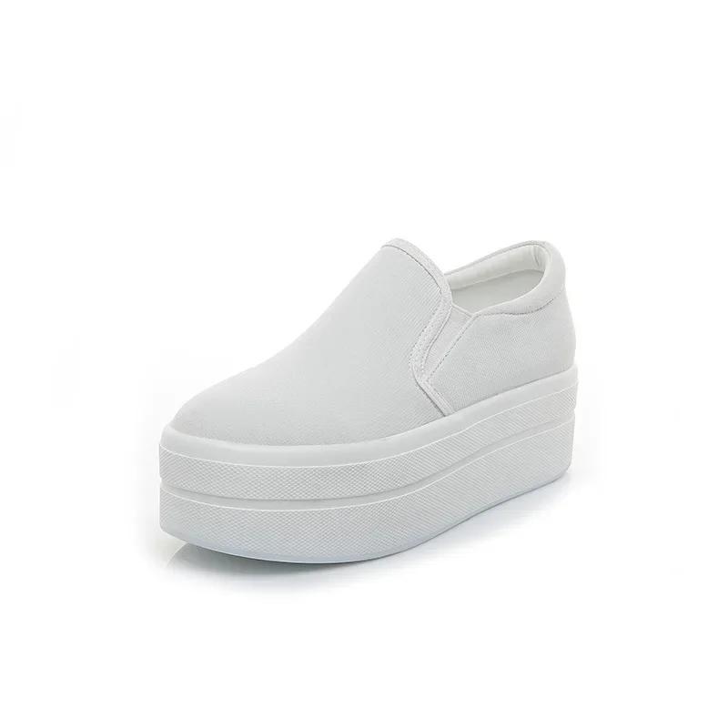 Fashion 6CM Denim Platform Wedge Autumn Elastic High Brand Chunky Sneakers Fashion Casual Spring Slip on Black White Shoes 2024