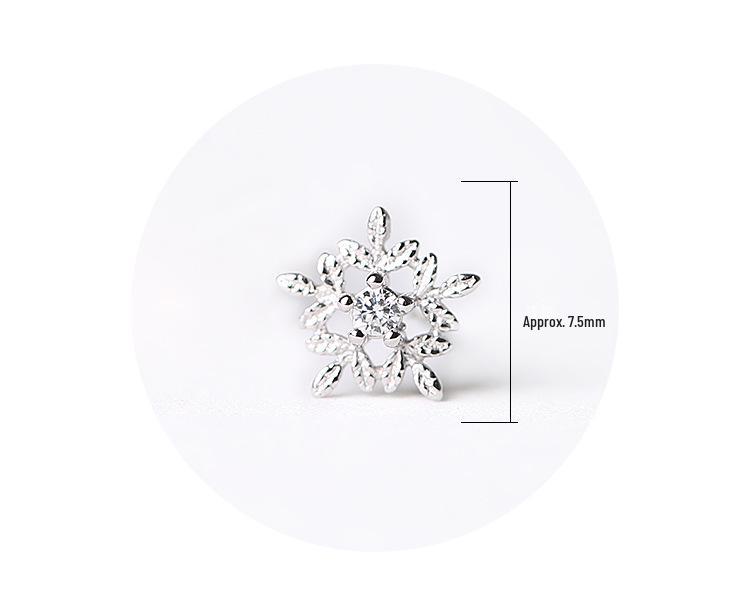 S925 Sterling Silver Snowflake Stud Earrings for Women - Korean Fashion Jewelry for Christmas