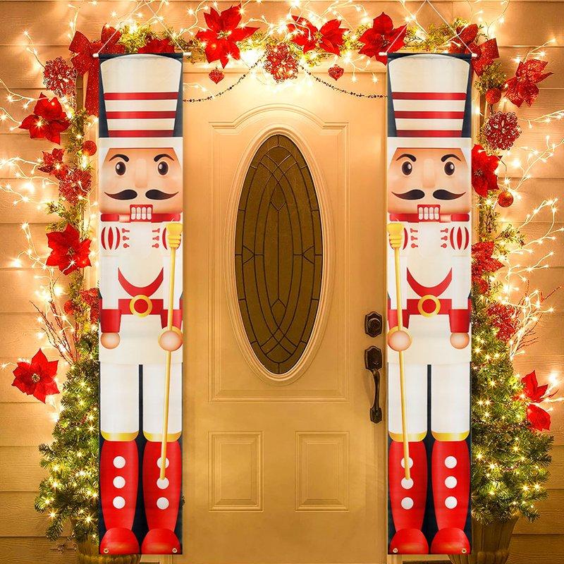 2PCS Nutcracker Soldier Banner Christmas Door Curtain Merry Christmas Decoration for Home 2026 Xmas Navidad Natal New Year Gifts
