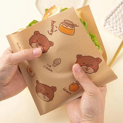 25Pcs Paper Sandwich Bags, Grease-proof Snack Bags Cookie Sleeves, Food Packaging Bags for Bakery