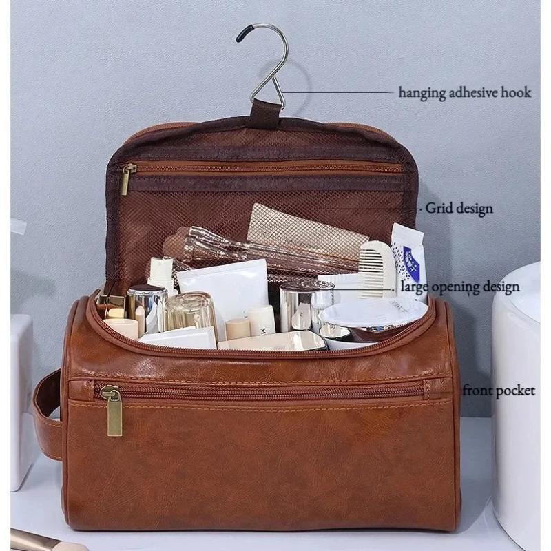 Men PU Vintage Luxury Toiletry Bag Travel Necessary Business Cosmetic Makeup Cases Male Hanging Storage Organizer Wash Bags