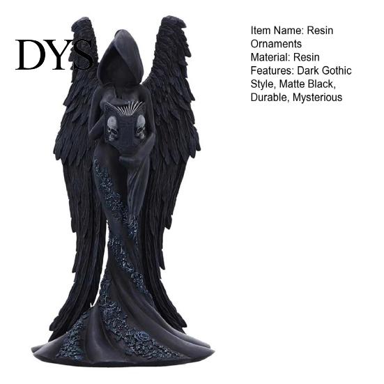 Dark Aesthetic Home Decor Gothic Faceless Witch Reaper Resin Statue, Vintage Black Robed Grim Figurine, Matte Scythe Figurine Desktop Ornament