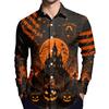 Men's Halloween Printed Long Sleeve Button Down Shirt for Party Costume