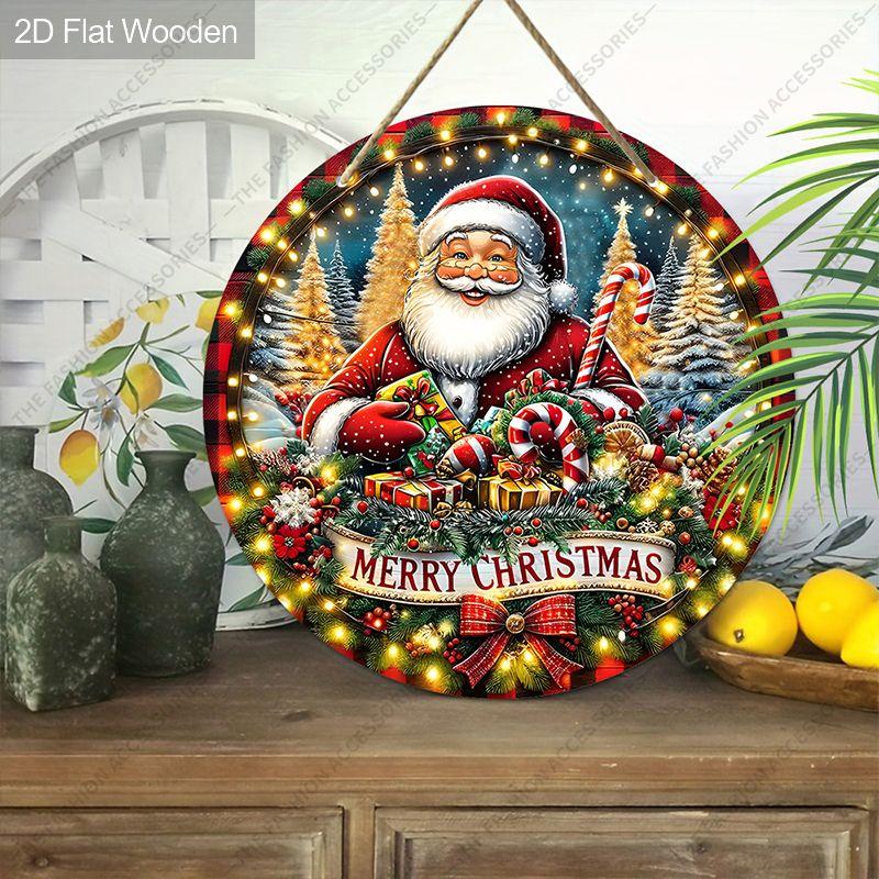 Christmas decoration sign,indoor hanging decorations,wall art,2D flat Wooden products with Santa Claus pattern,Christmas gifts for friends and family