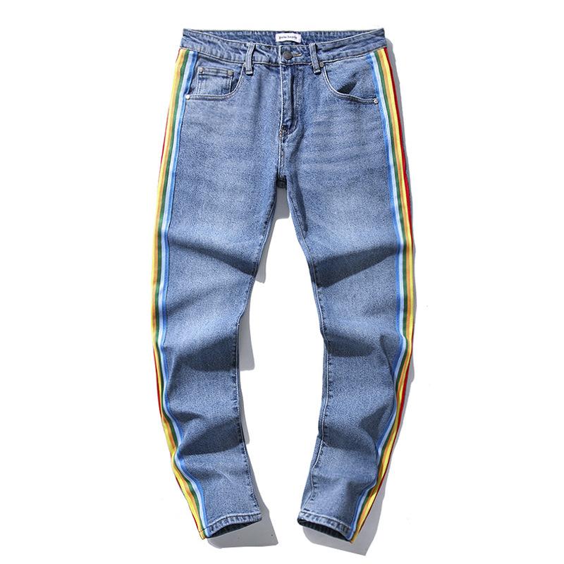 Moda Americana High Street Buco & Patch Trendy Retro Pantaloni Denim Dritti ami