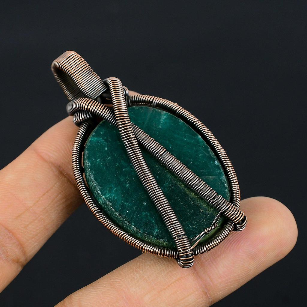 Emerald Pendant, 999 Copper Wire Wrapped Pendant Gemstone Jewelry, Handmade Pendant Amazing Jewelry, Gift For Her