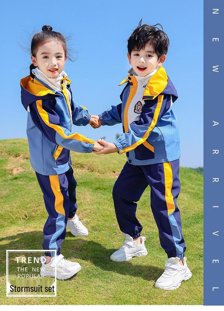 Primary School Autumn/Winter Five-Piece Windbreaker Set: New Style Warm Kindergarten Uniform