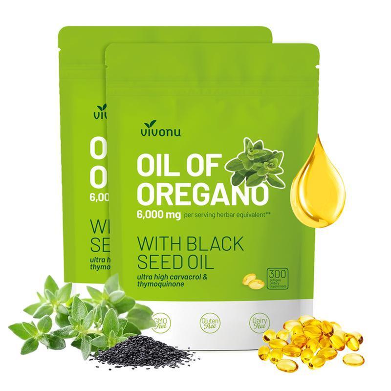 Oregano Oil 300 Capsules with Black Seed Oil | Natural Antioxidants for Fitness | Nutritional Support | Highly Effective Botanical Dietary Supplement